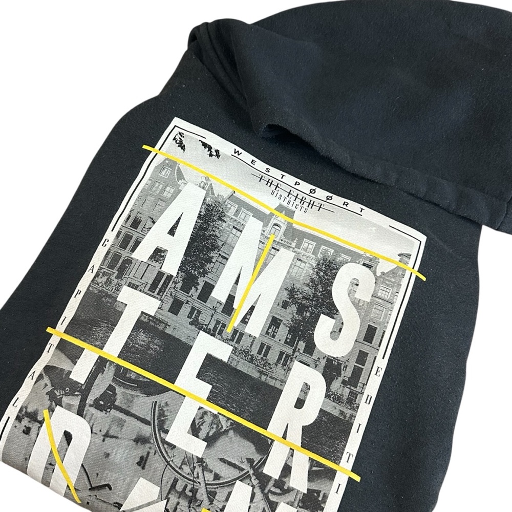 Primark Amsterdam Graphic Hoodie – Black, Men’s 2XL